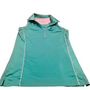 Peter Millar Sun Comfort Womens Sleeveless 1/4 Zip Golf Top UPF 50 S Teal